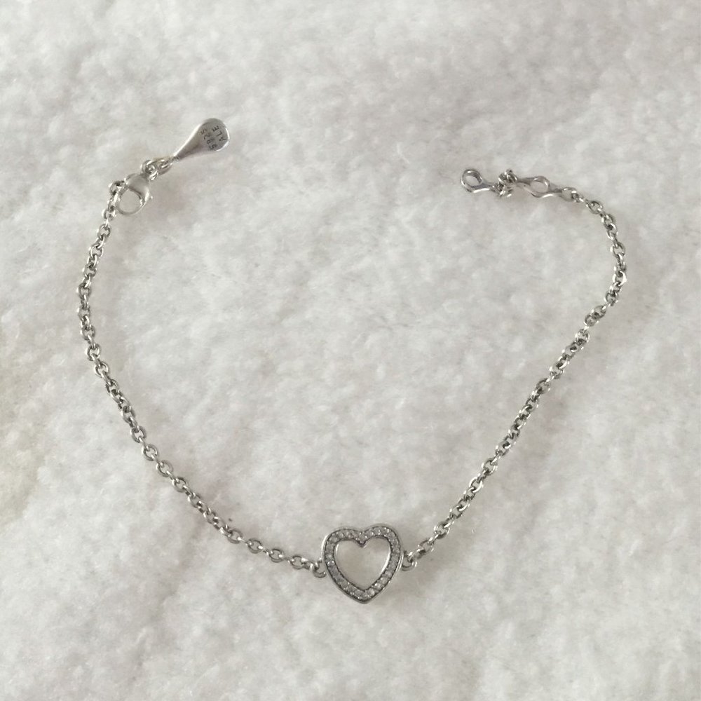 17 18 19 20cm Pandora SYMBOL OF LOVE Bracelet Heart Retired - Picture 2 of 3